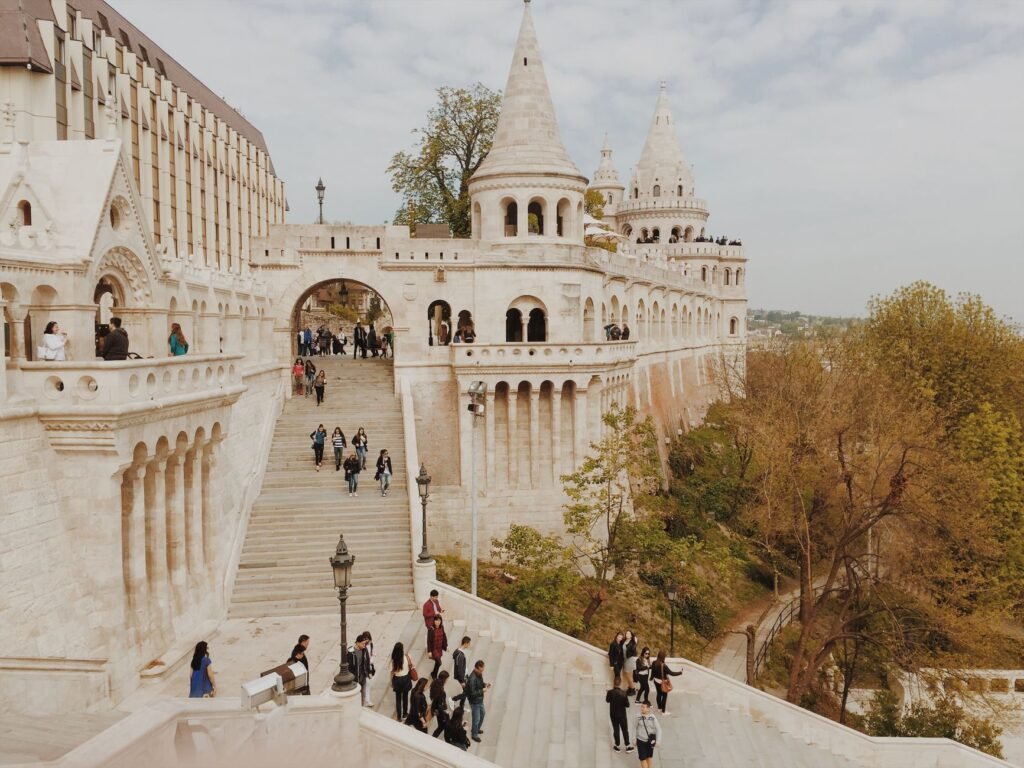 The white towers of Fisherman’s Bastion in Budapest